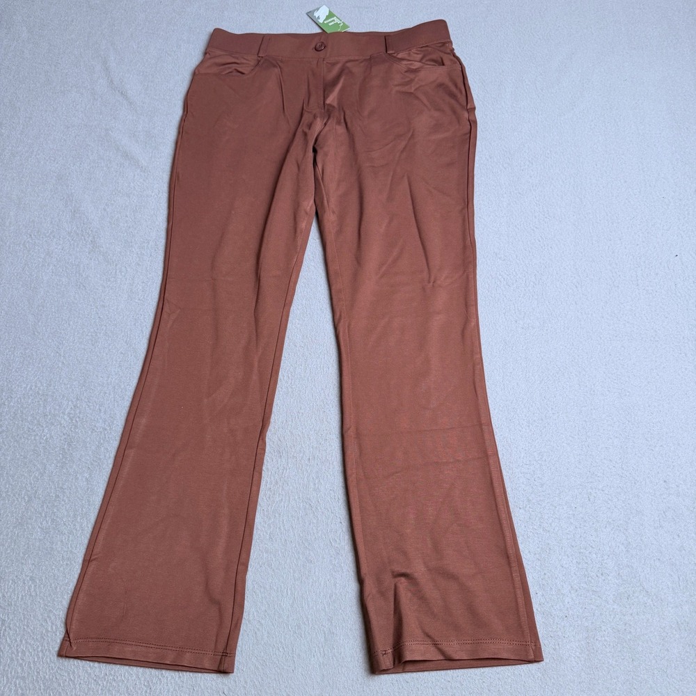 Willit Womens Brown Stretch Yoga Dress Pants Straight Leg Size Large 29 Inseam